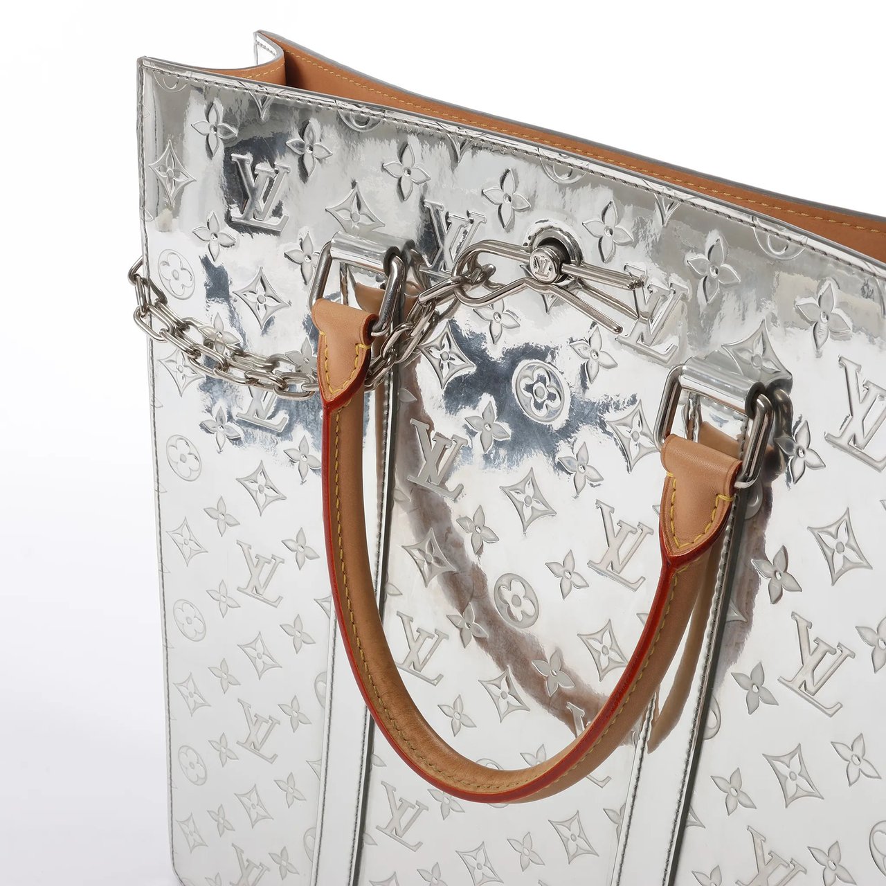 Louis Vuitton Louis Vuitton Sac Plat Limited Edition Monogram Mirror Handbag in Silver M45884 Zilver