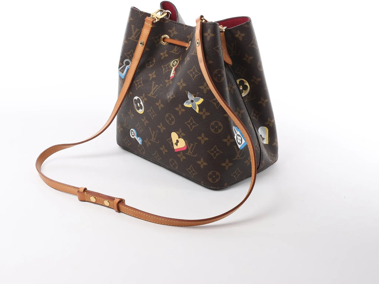 Louis Vuitton Louis Vuitton Neonoe Monogram LOVE LOCK Shoulder Bag in Brown M44369 Bruin