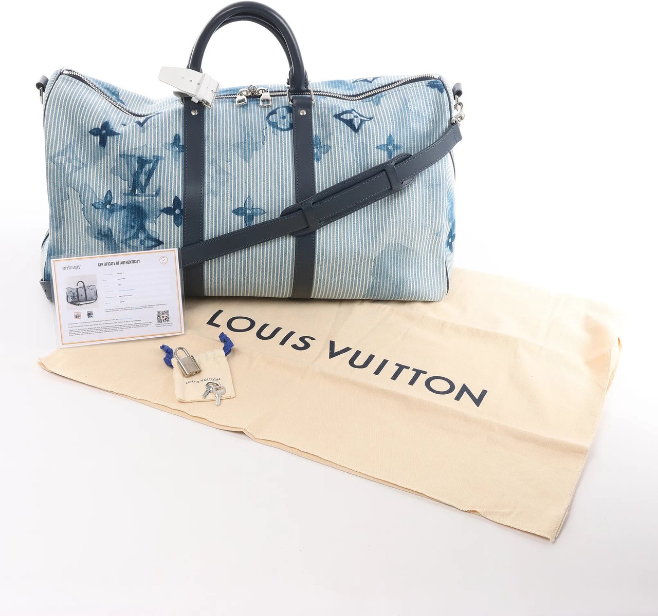 Louis Vuitton Louis Vuitton Keepall Bandoulière 50 Monogram Water Color Travel Bag in Blue x White M57946 Divers
