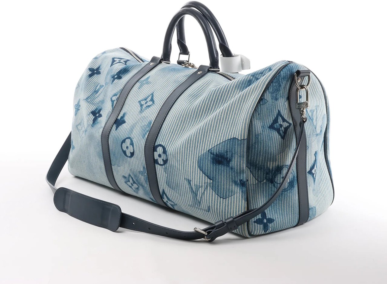 Louis Vuitton Louis Vuitton Keepall Bandoulière 50 Monogram Water Color Travel Bag in Blue x White M57946 Divers