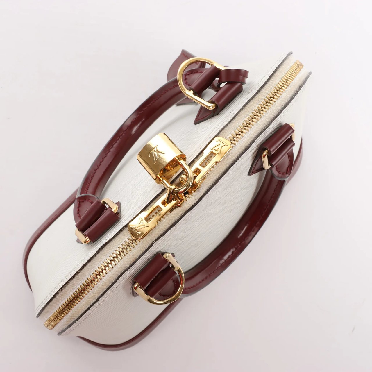 Louis Vuitton Louis Vuitton Alma BB Epi Leather 2Way Handbag in White x Burgundy M53589 Divers