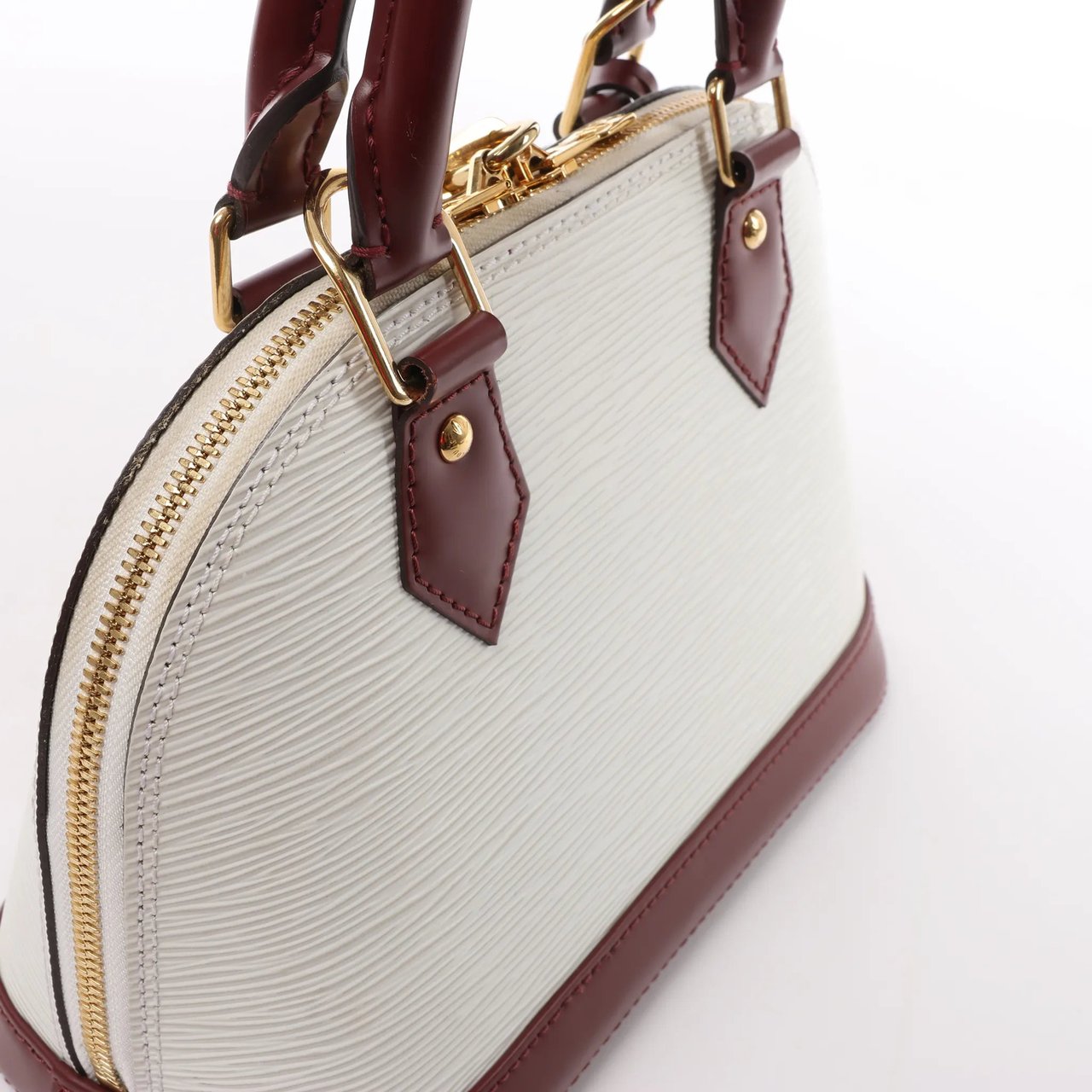 Louis Vuitton Louis Vuitton Alma BB Epi Leather 2Way Handbag in White x Burgundy M53589 Divers