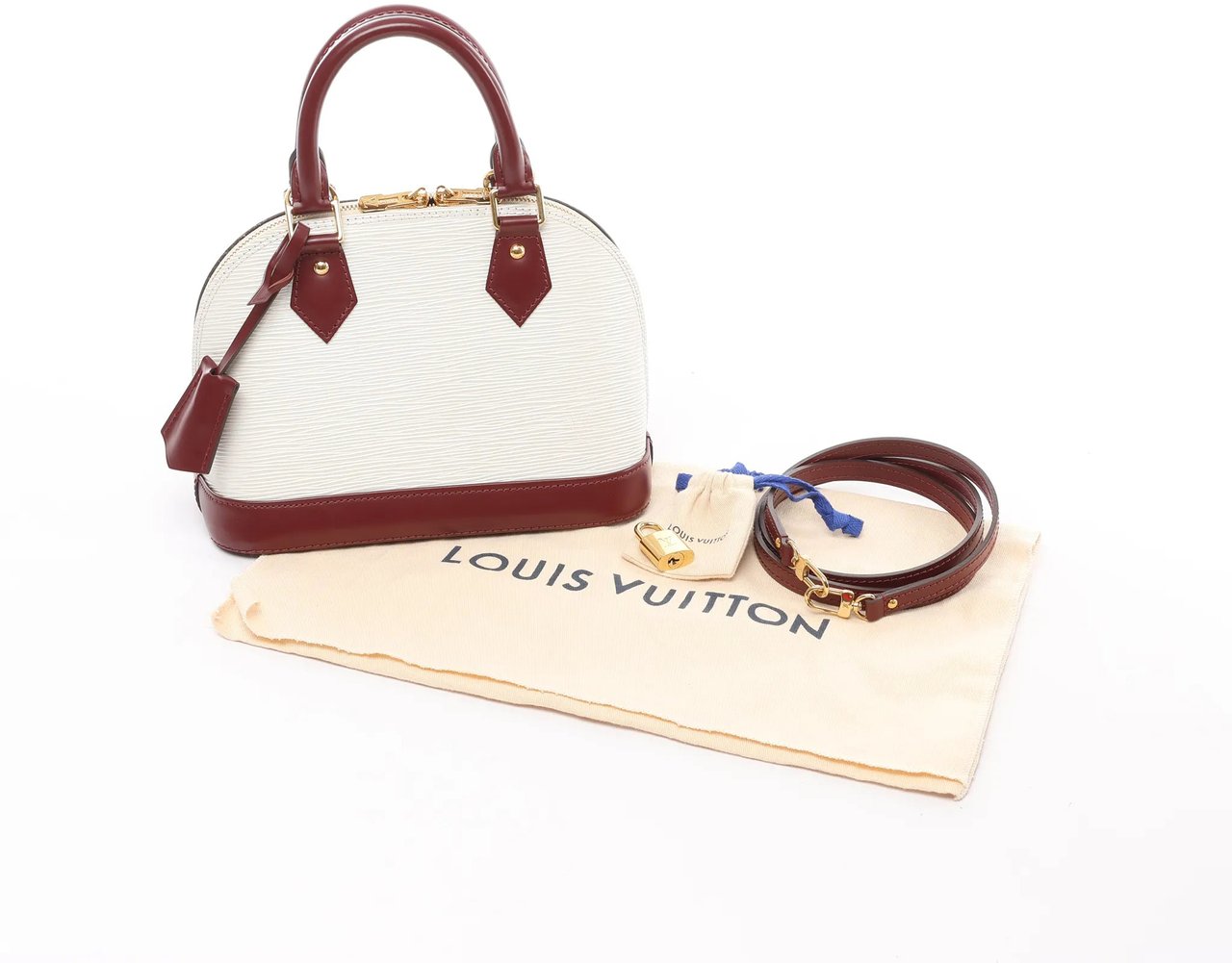 Louis Vuitton Louis Vuitton Alma BB Epi Leather 2Way Handbag in White x Burgundy M53589 Divers