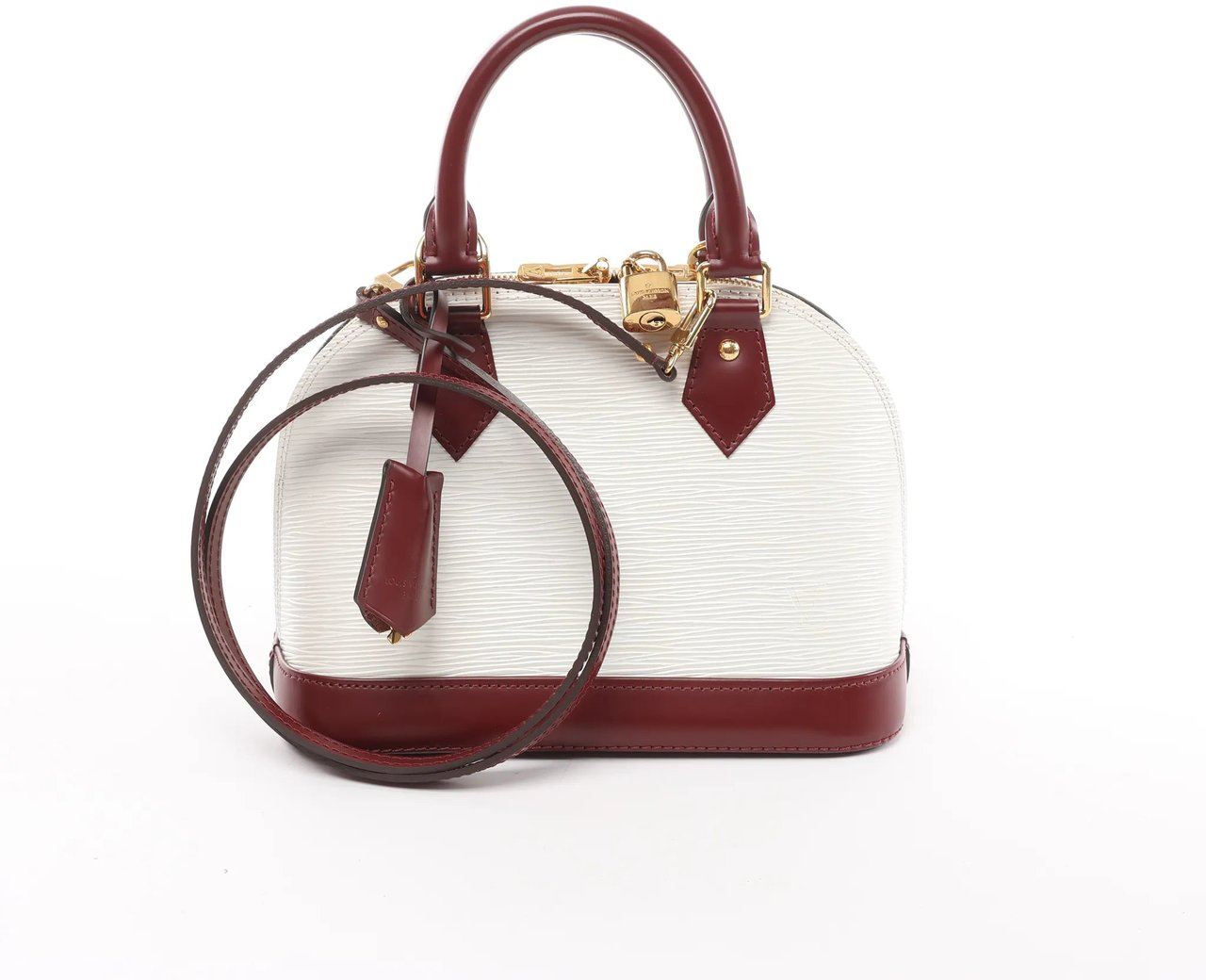 Louis Vuitton Louis Vuitton Alma BB Epi Leather 2Way Handbag in White x Burgundy M53589 Divers