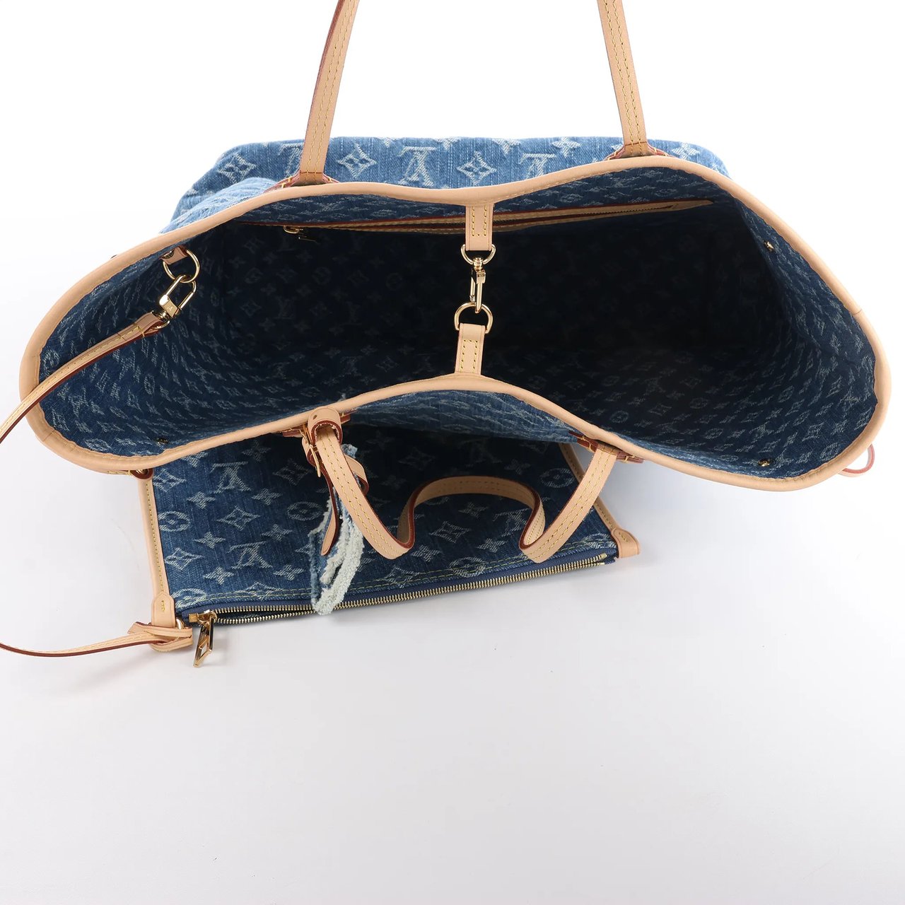 Louis Vuitton Neverfull MM Monogram Denim Shoulder Bag in Blue M13192 Blauw