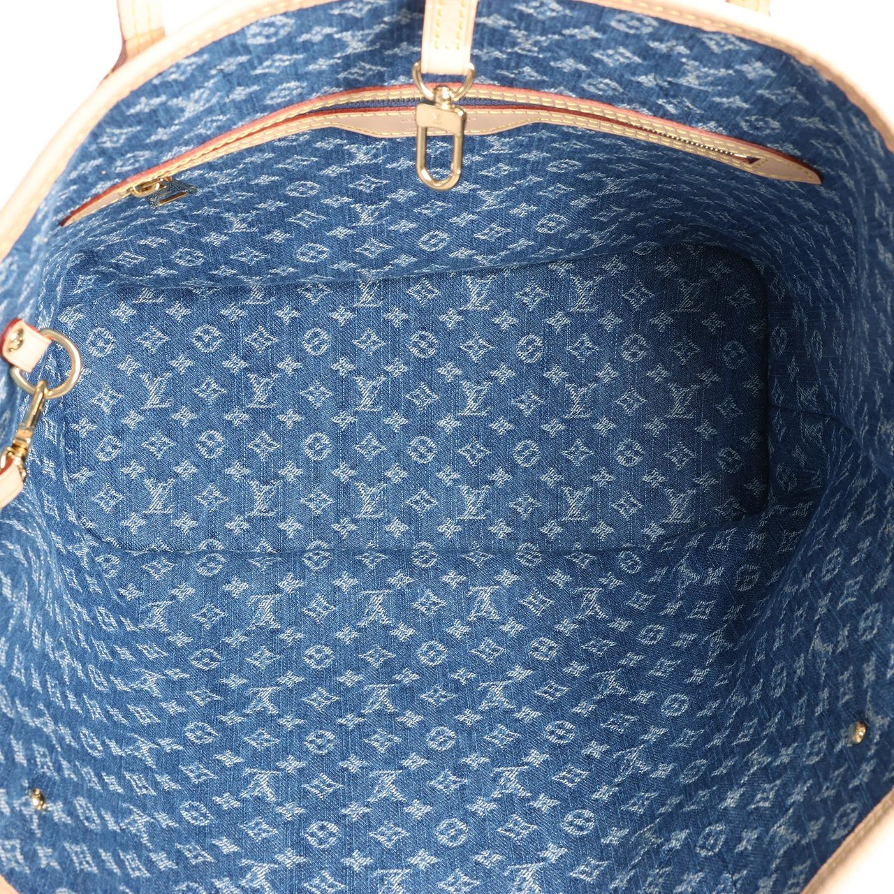 Louis Vuitton Neverfull MM Monogram Denim Shoulder Bag in Blue M13192 Blauw