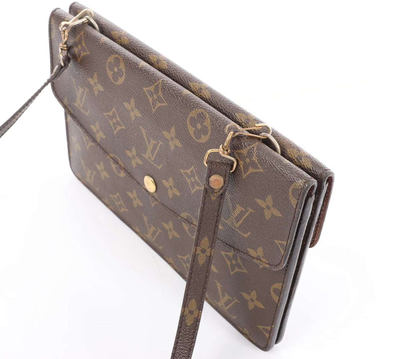 Louis Vuitton Louis Vuitton Double Lava Monogram Canvas Crossbody Bag in Brown M51815 Bruin
