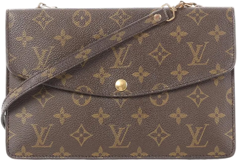 Louis Vuitton Louis Vuitton Double Lava Monogram Canvas Crossbody Bag in Brown M51815 Bruin
