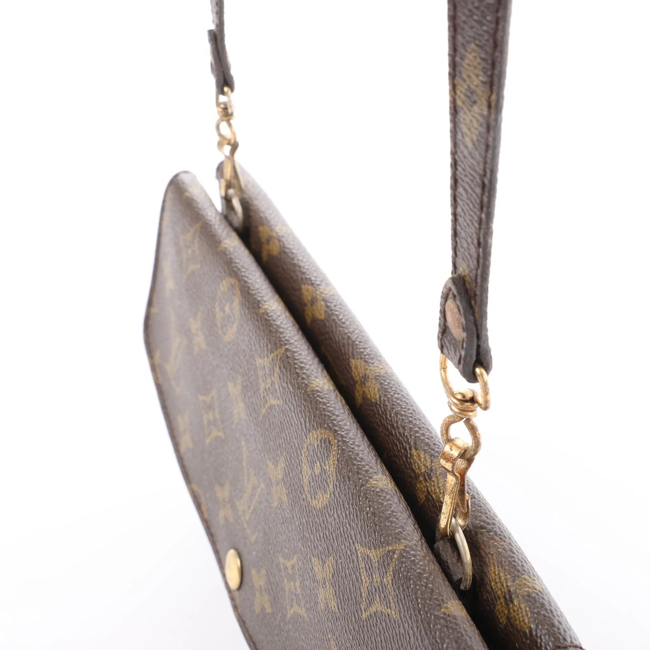 Louis Vuitton Louis Vuitton Double Lava Monogram Canvas Crossbody Bag in Brown M51815 Bruin