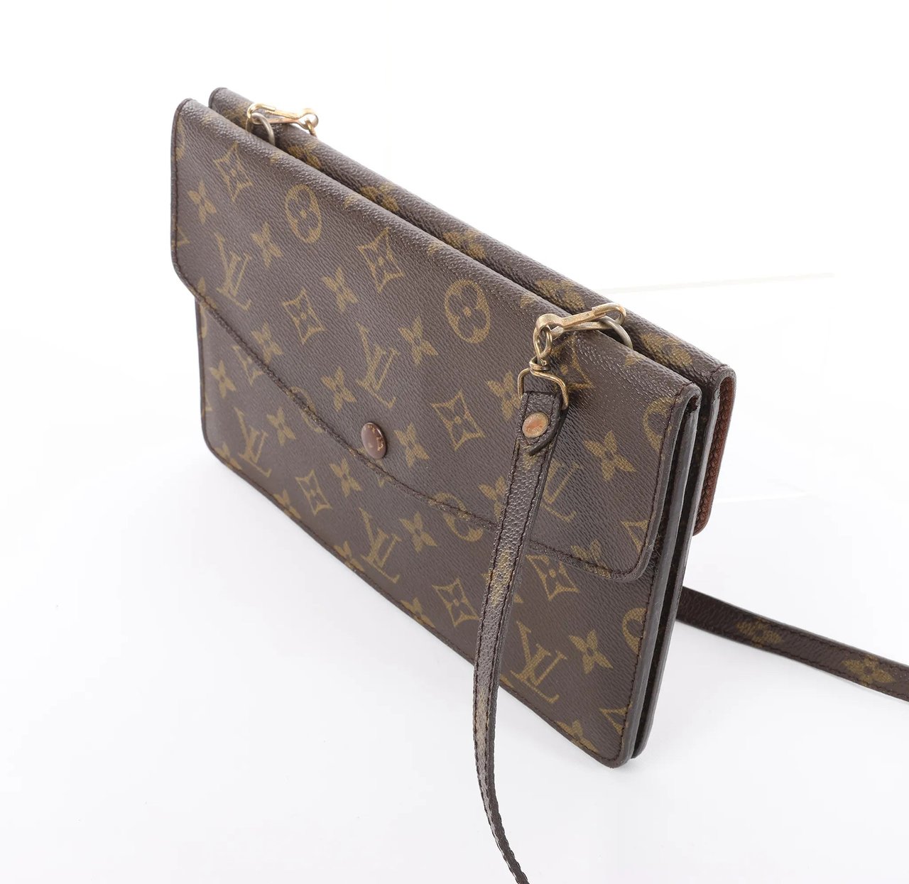 Louis Vuitton Louis Vuitton Double Lava Monogram Canvas Crossbody Bag in Brown M51815 Bruin