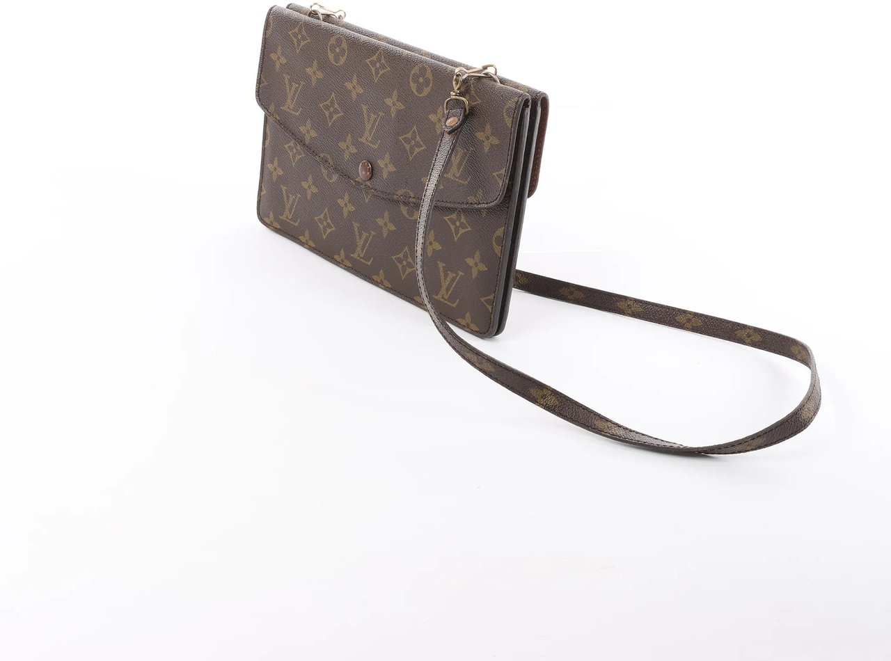 Louis Vuitton Louis Vuitton Double Lava Monogram Canvas Crossbody Bag in Brown M51815 Bruin