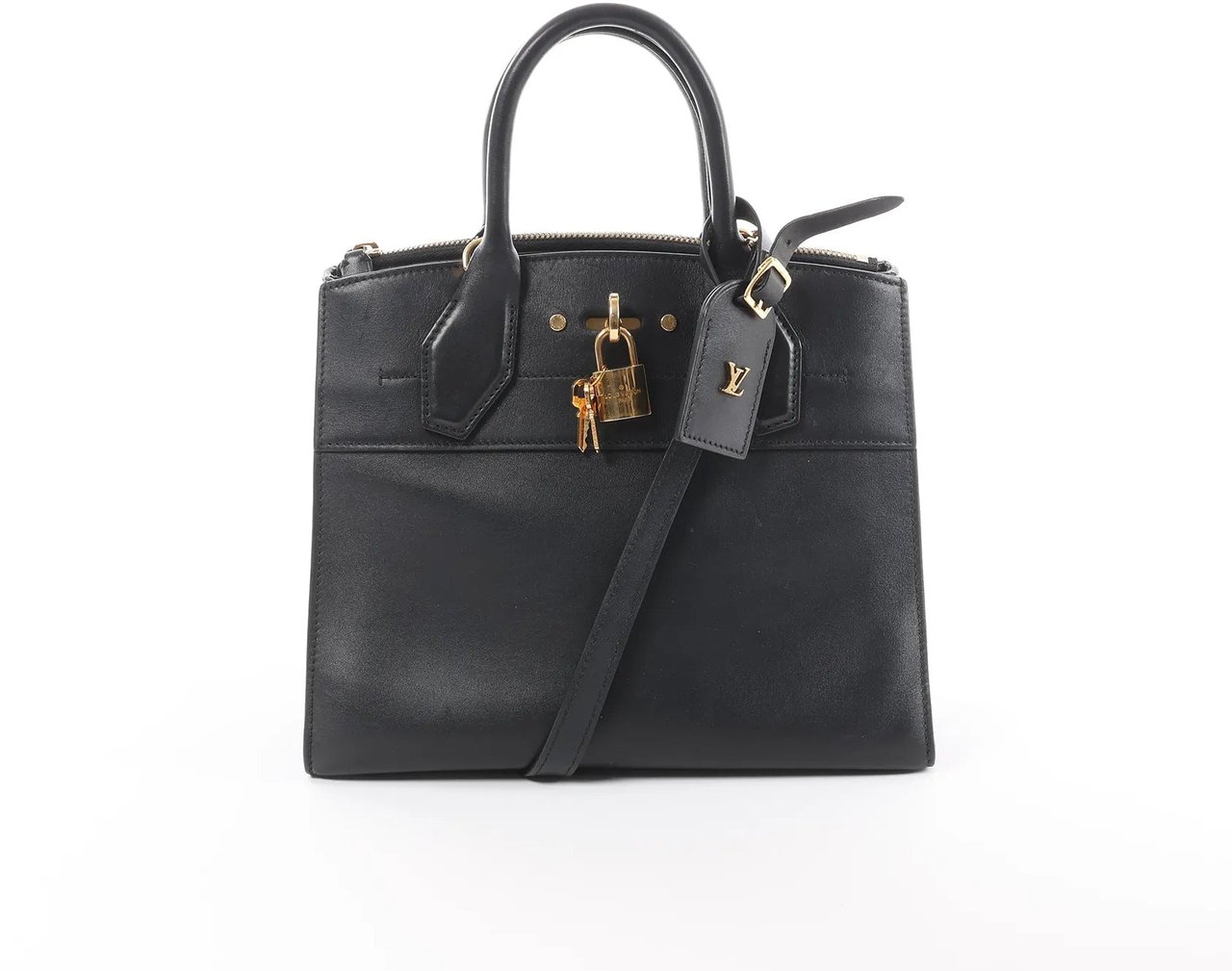 Louis Vuitton City Steamer PM Taurillon 2Way Handbag in Black M53028 Zwart
