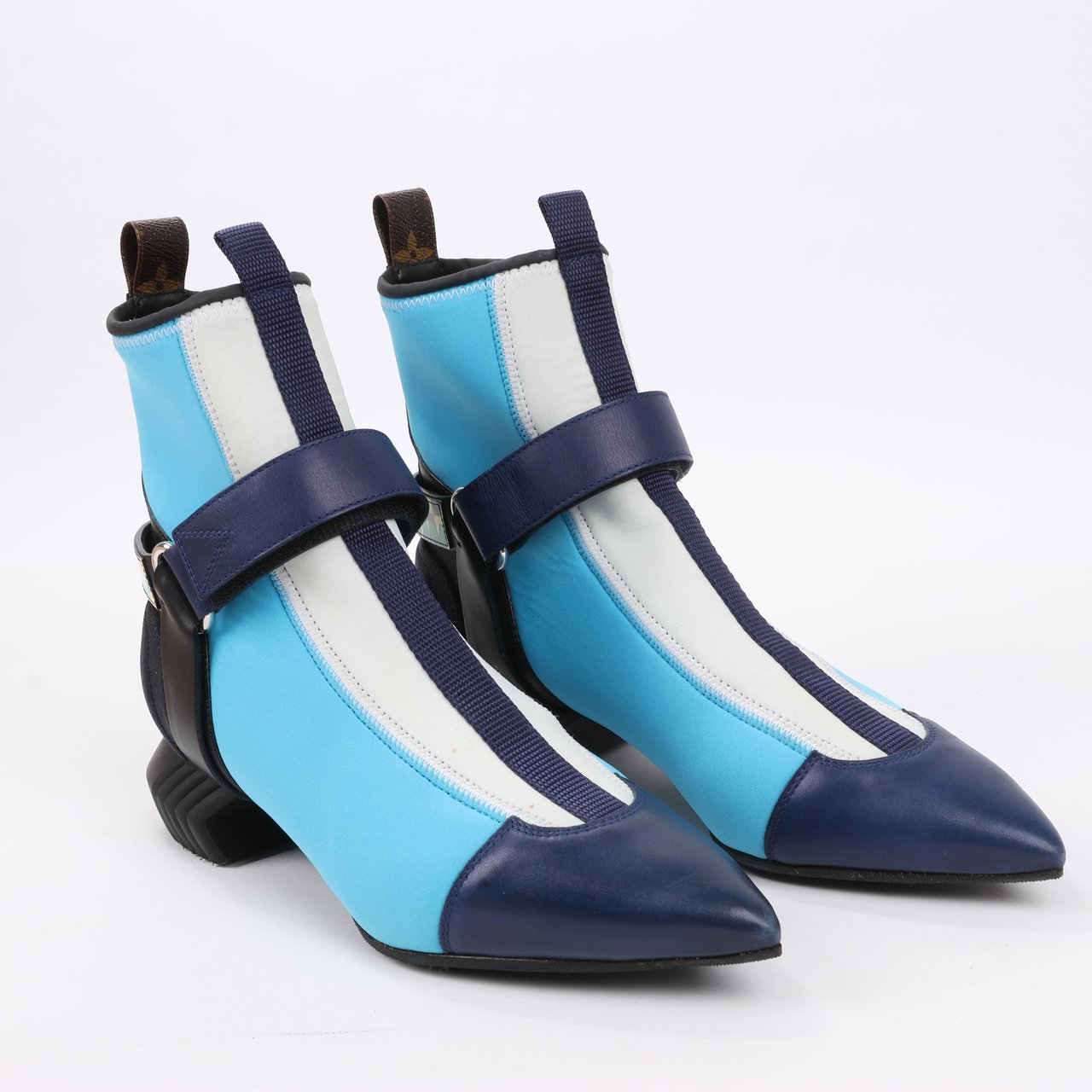 Louis Vuitton Neoprene Deep Sea Ankle Boot in Blue, Size 39 EU Blauw