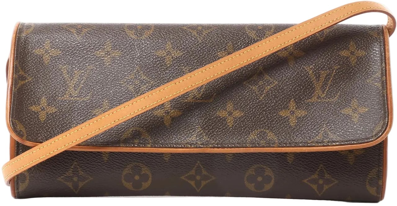 Louis Vuitton Louis Vuitton Pochette Twin GM Monogram Canvas Crossbody Bag in Brown M51852 Bruin