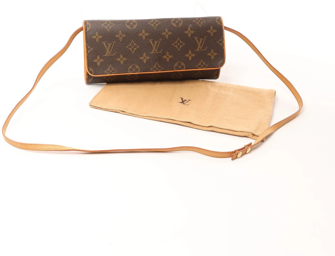 Louis Vuitton Pochette Twin GM Monogram Canvas Crossbody Bag in Brown M51852 Bruin