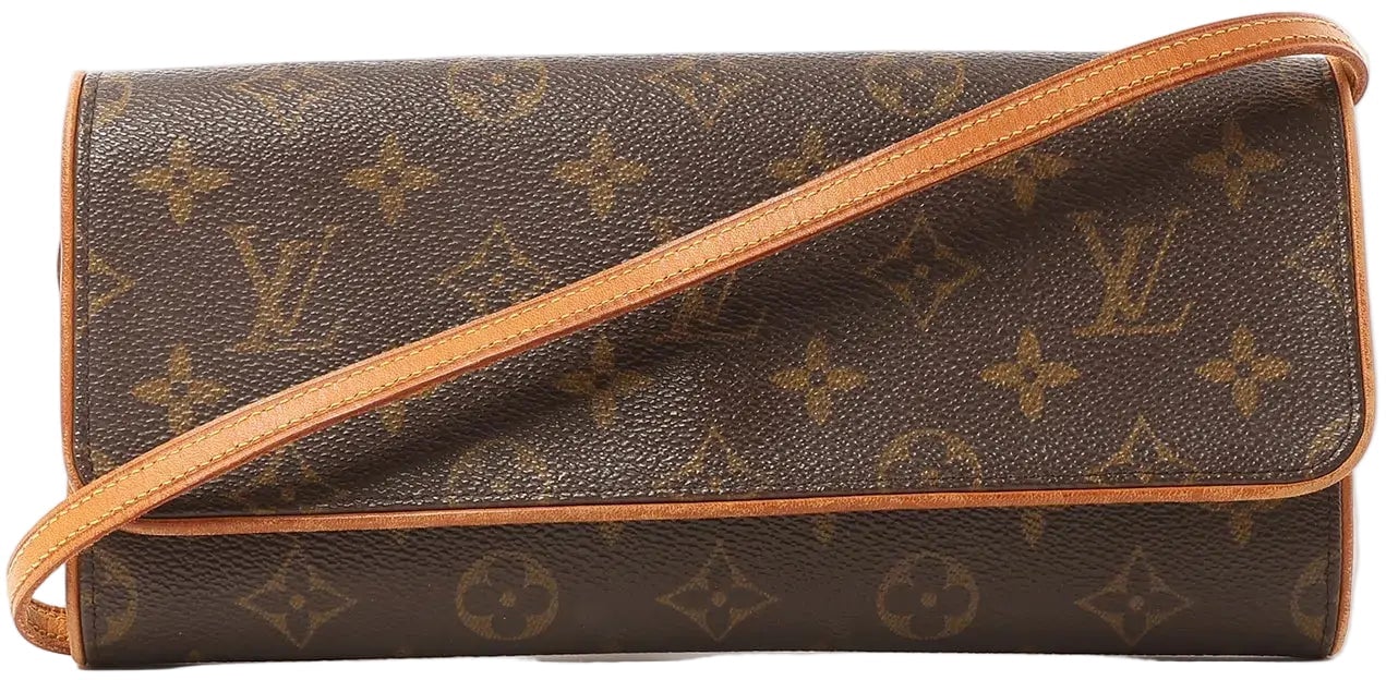 Louis Vuitton Louis Vuitton Pochette Twin GM Monogram Canvas Crossbody Bag in Brown M51852 Bruin