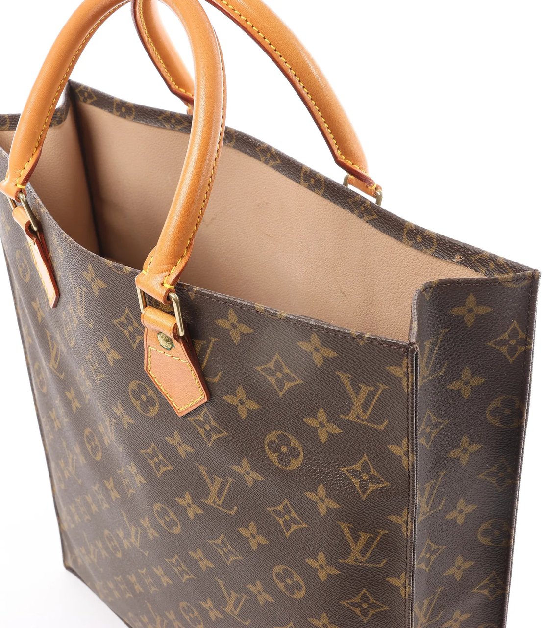 Louis Vuitton Louis Vuitton Sac Plat Monogram Canvas Handbag in Brown M51140 Bruin