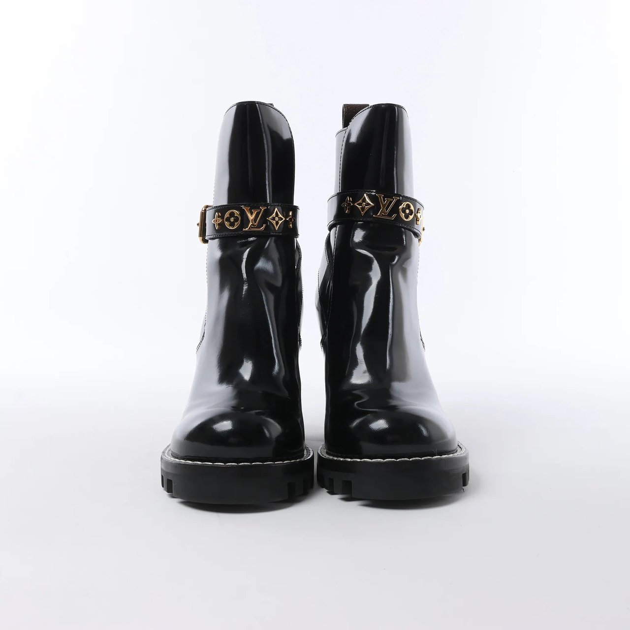 Louis Vuitton Louis Vuitton Star Trail Line 21 years Monogram Patent Leather Ankle Boots in Black MA0231, Size 38 EU Zwart
