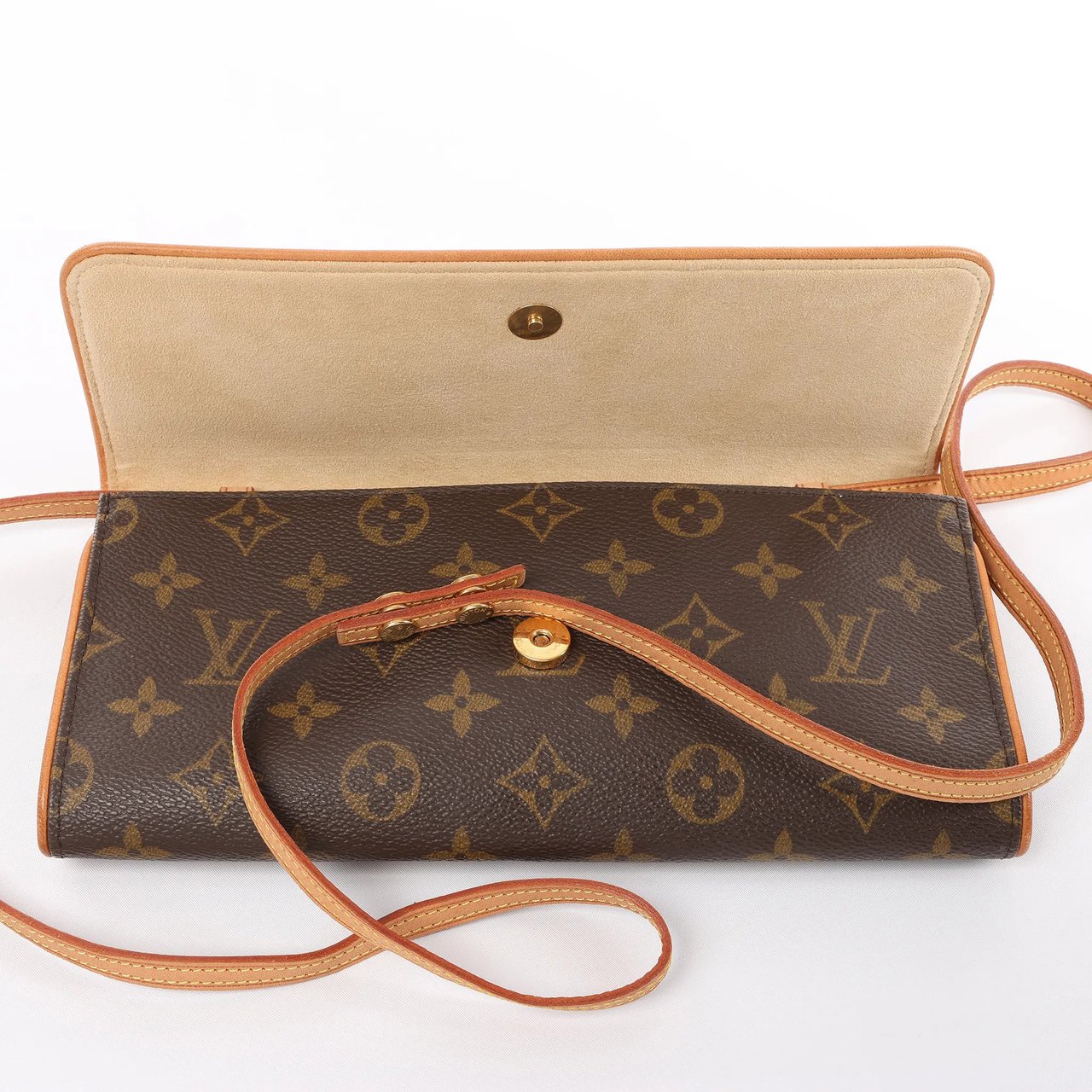 Louis Vuitton Louis Vuitton Pochette Twin GM Monogram Canvas Shoulder Bag in Brown M51852 Bruin