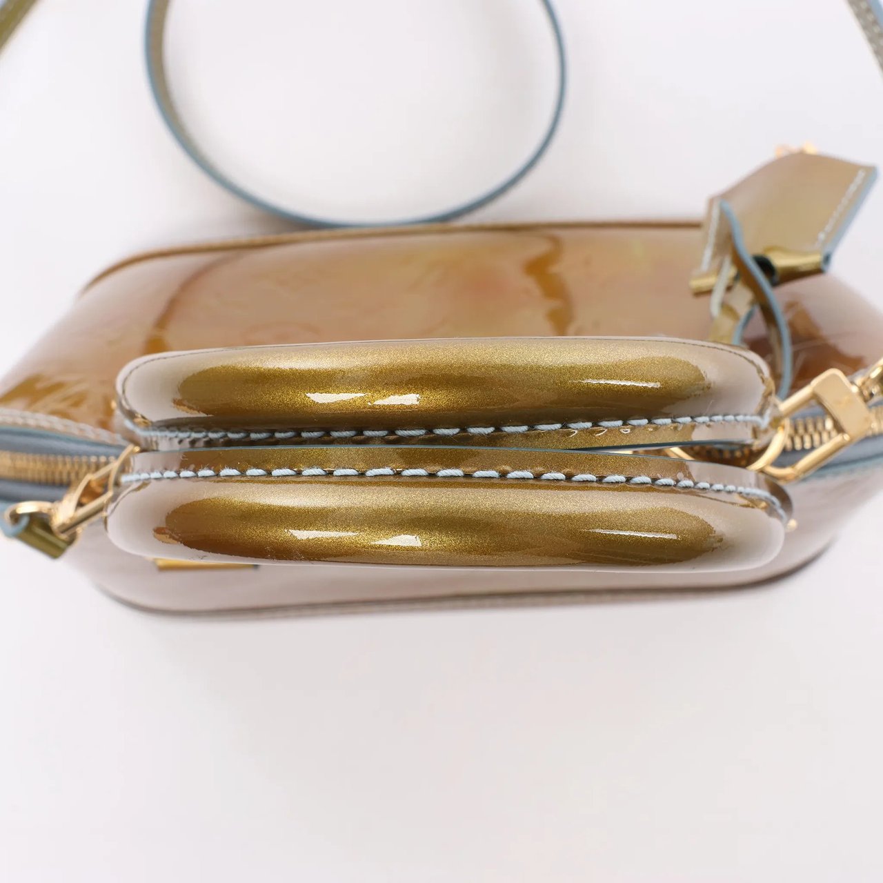 Louis Vuitton Alma BB Monogram Vernis 2Way Handbag in Gold M91677 Divers