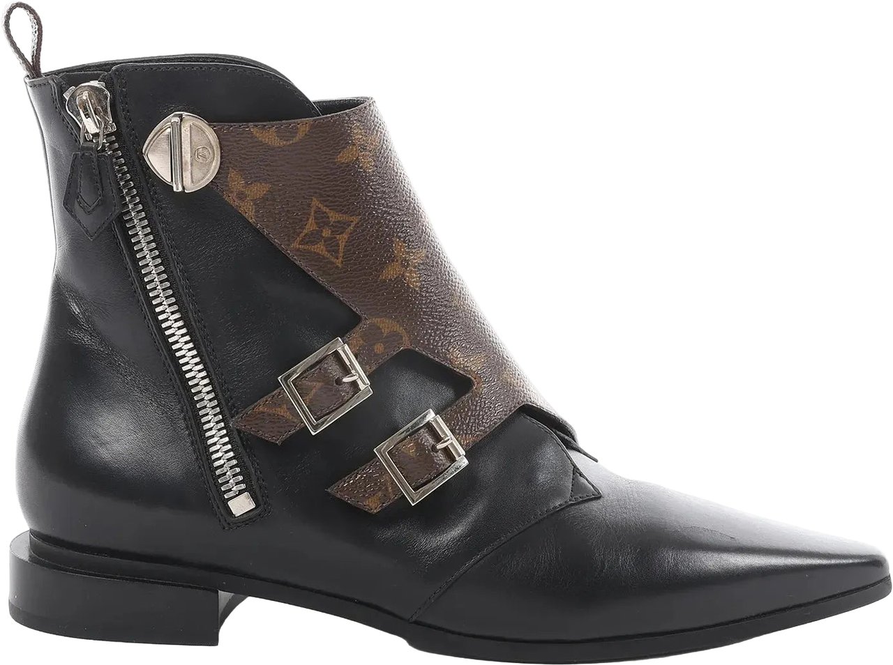 Louis Vuitton Louis Vuitton Jumble Line 19-year Monogram PVC & Leather Ankle Boots in Black × Brown MA0169, Size 39.5 EU Zwart