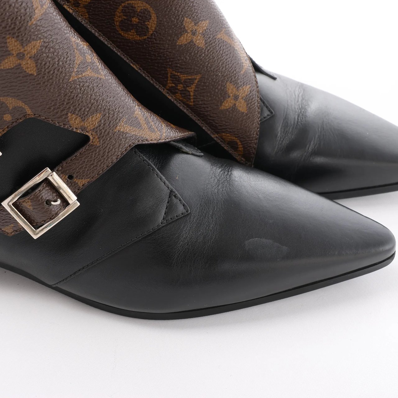 Louis Vuitton Louis Vuitton Jumble Line 19-year Monogram PVC & Leather Ankle Boots in Black × Brown MA0169, Size 39.5 EU Zwart