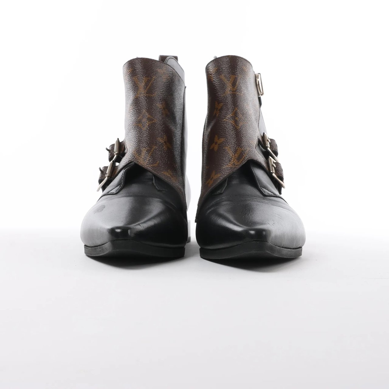 Louis Vuitton Louis Vuitton Jumble Line 19-year Monogram PVC & Leather Ankle Boots in Black × Brown MA0169, Size 39.5 EU Zwart