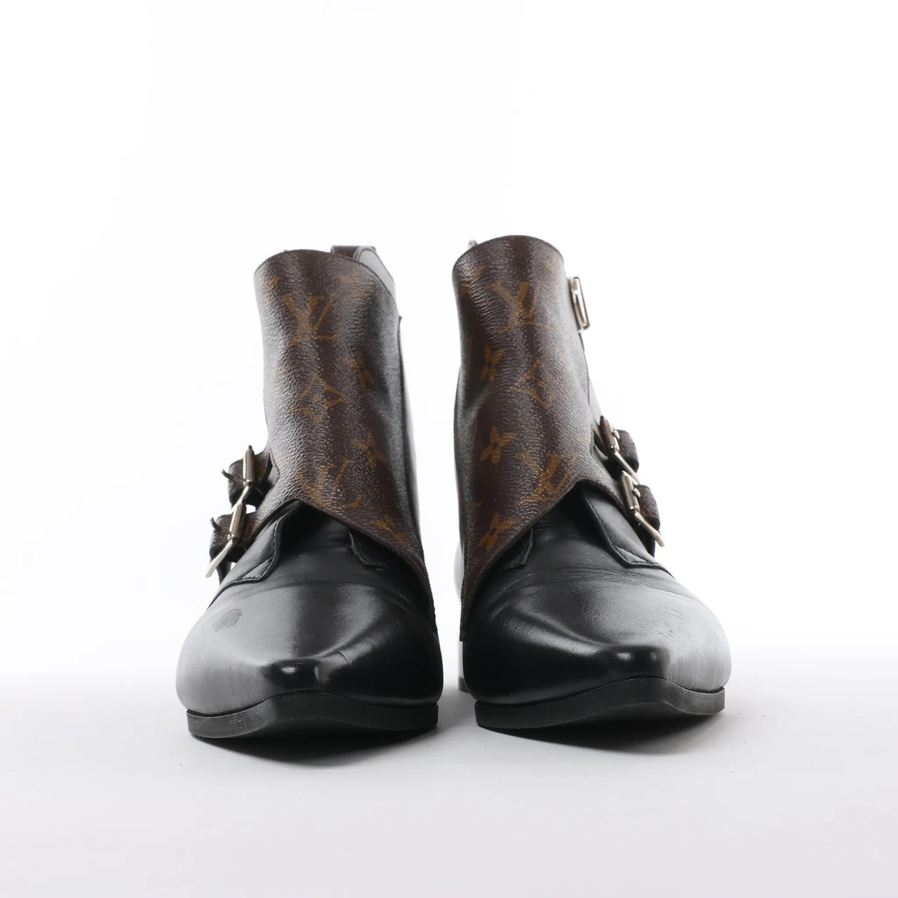 Louis Vuitton Louis Vuitton Jumble Line 19-year Monogram PVC & Leather Ankle Boots in Black × Brown MA0169, Size 39.5 EU Zwart