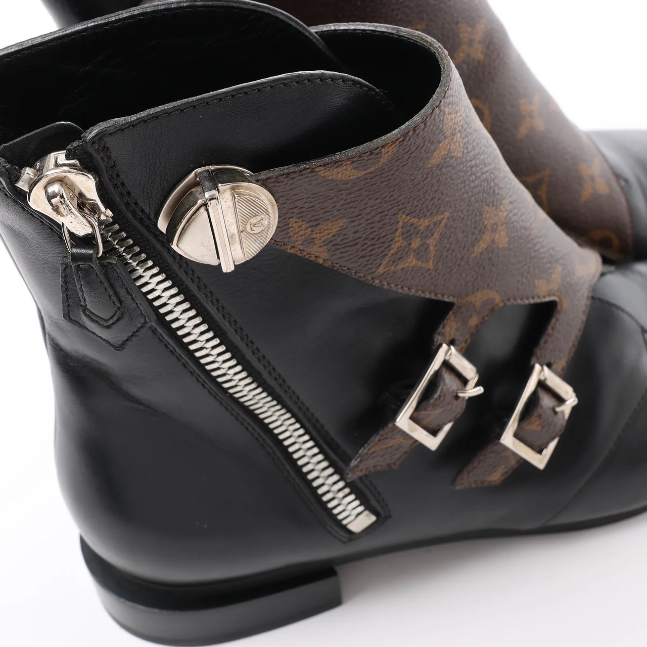 Louis Vuitton Louis Vuitton Jumble Line 19-year Monogram PVC & Leather Ankle Boots in Black × Brown MA0169, Size 39.5 EU Zwart