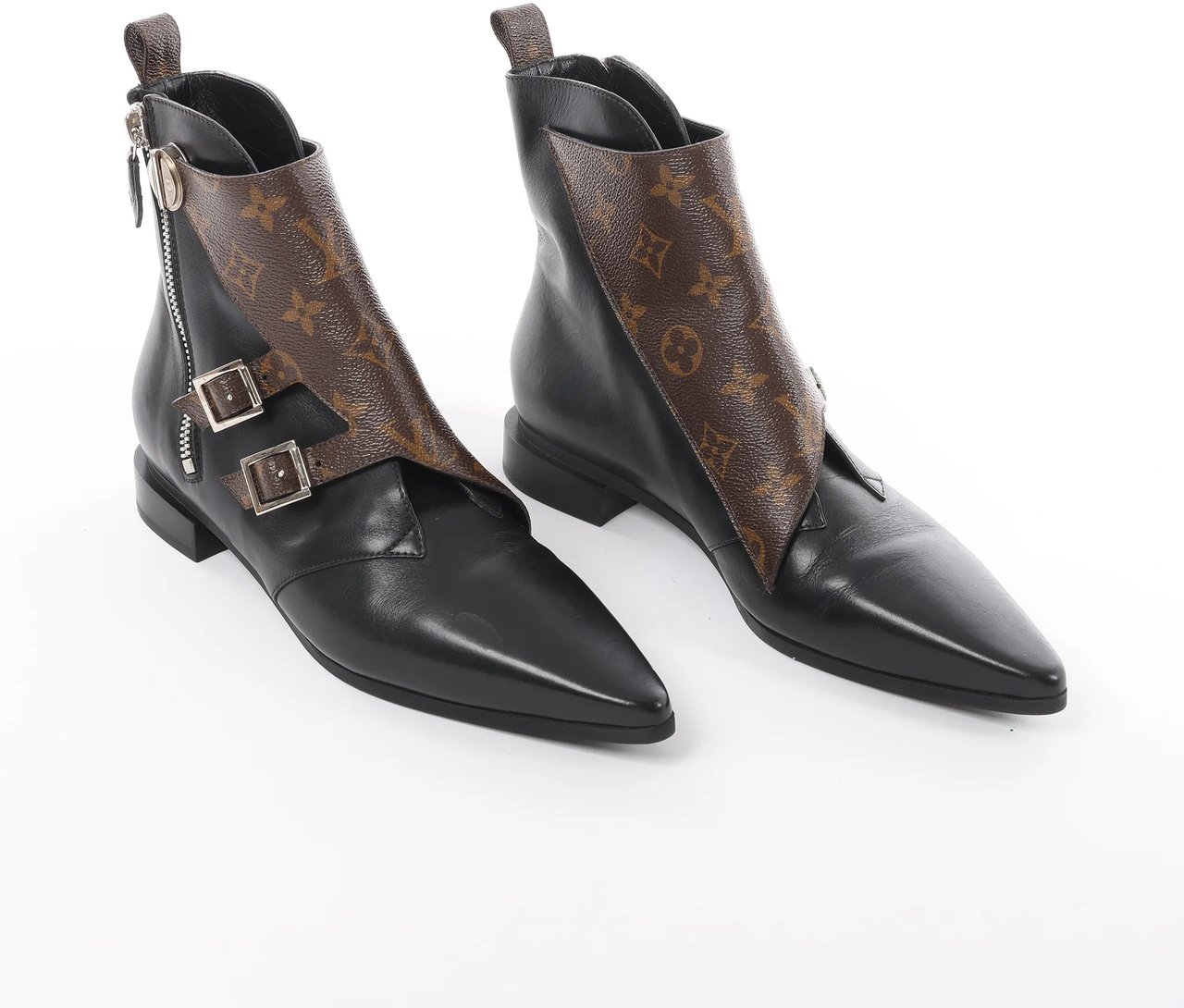 Louis Vuitton Louis Vuitton Jumble Line 19-year Monogram PVC & Leather Ankle Boots in Black × Brown MA0169, Size 39.5 EU Zwart