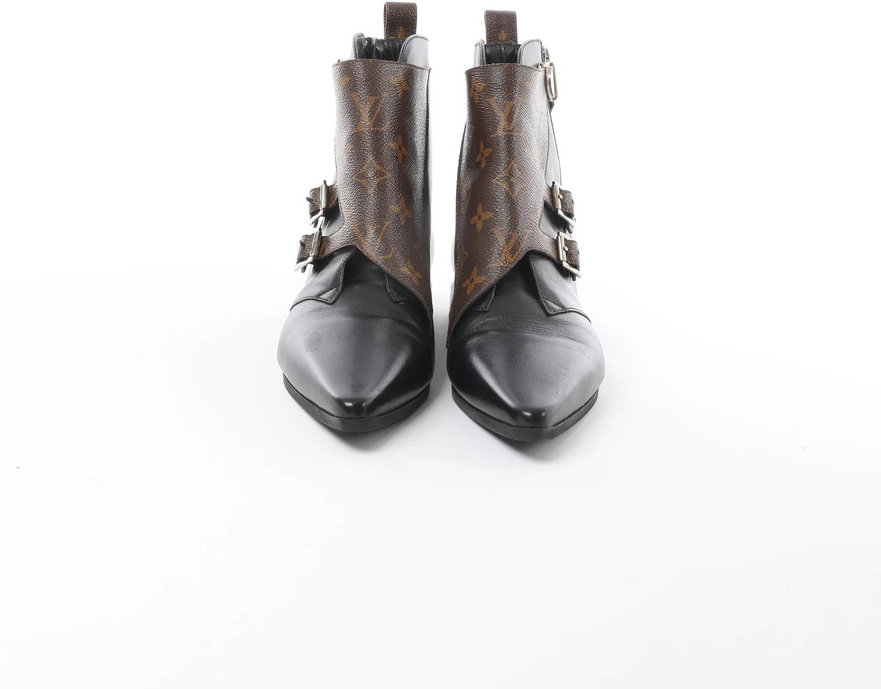 Louis Vuitton Louis Vuitton Jumble Line 19-year Monogram PVC & Leather Ankle Boots in Black × Brown MA0169, Size 39.5 EU Zwart