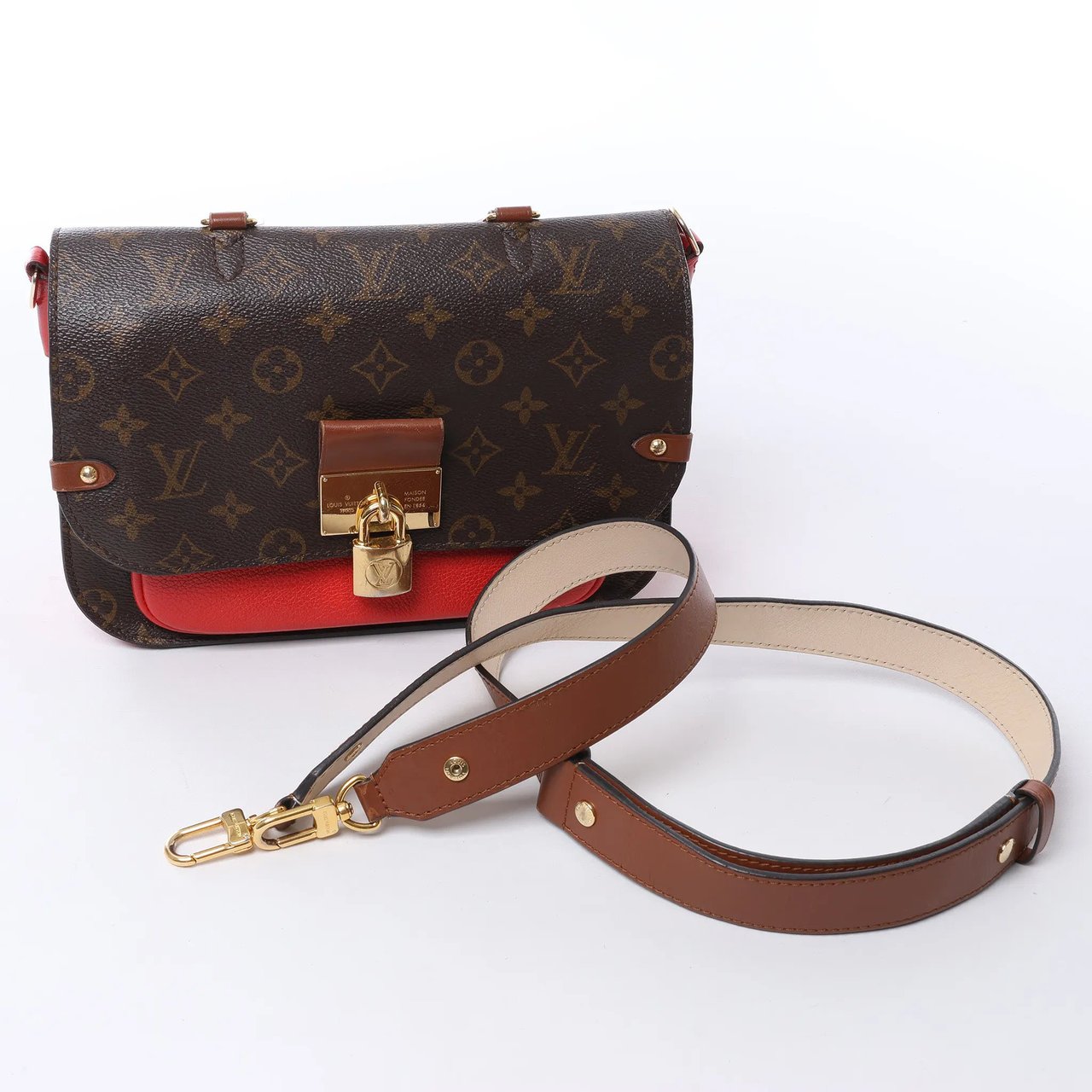 Louis Vuitton Vaugirard PM Monogram in Brown x Red M44548 Bruin