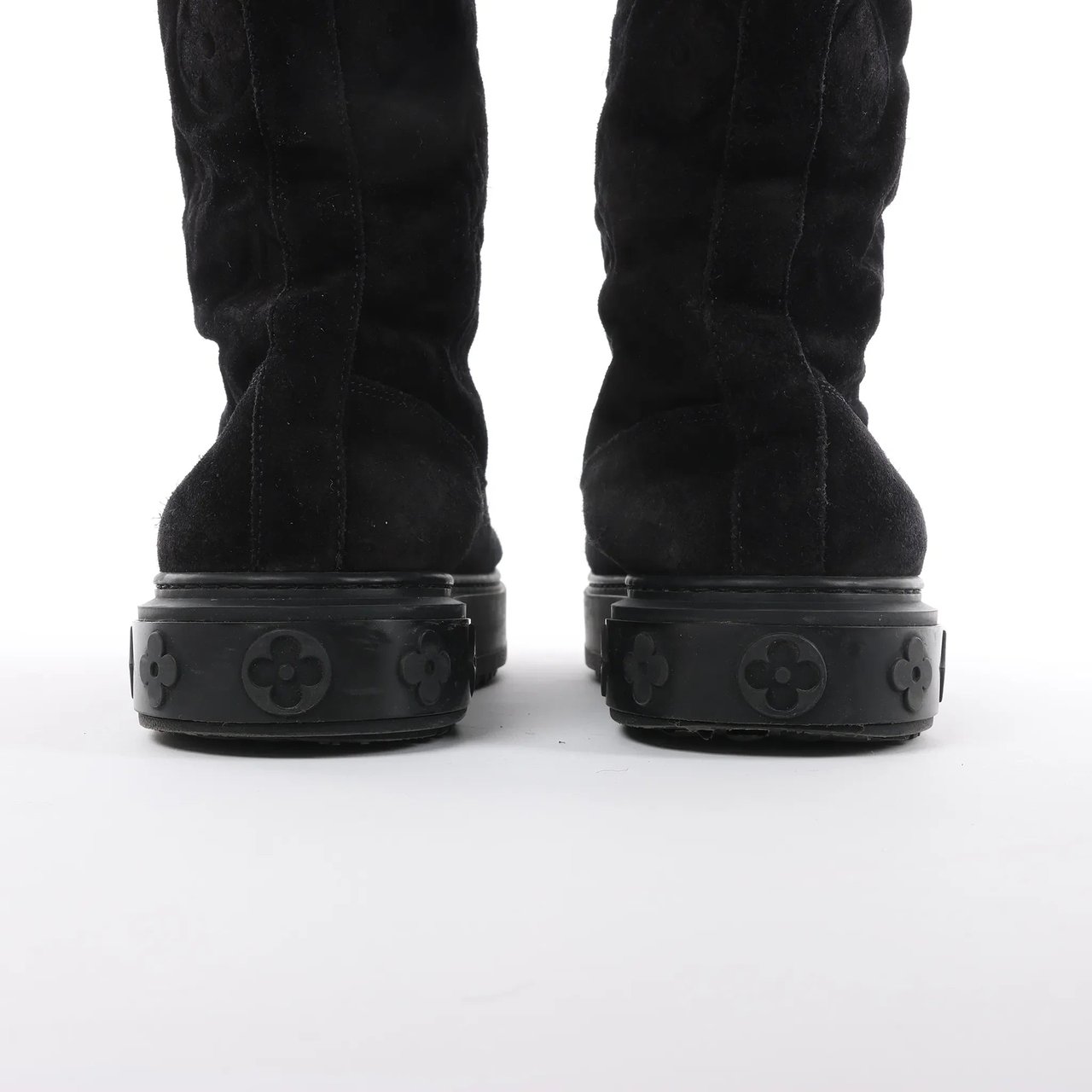 Louis Vuitton Breezy line 19-year Monogram Suede x Sheepskin Boots in Black CL0169, Size 38 EU Zwart