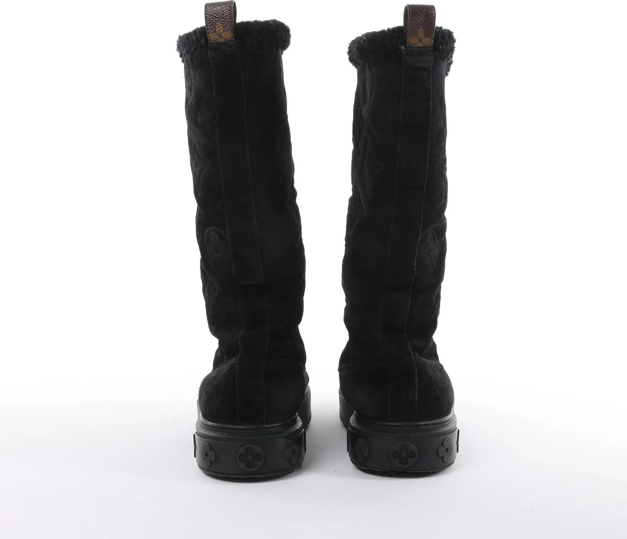 Louis Vuitton Breezy line 19-year Monogram Suede x Sheepskin Boots in Black CL0169, Size 38 EU Zwart