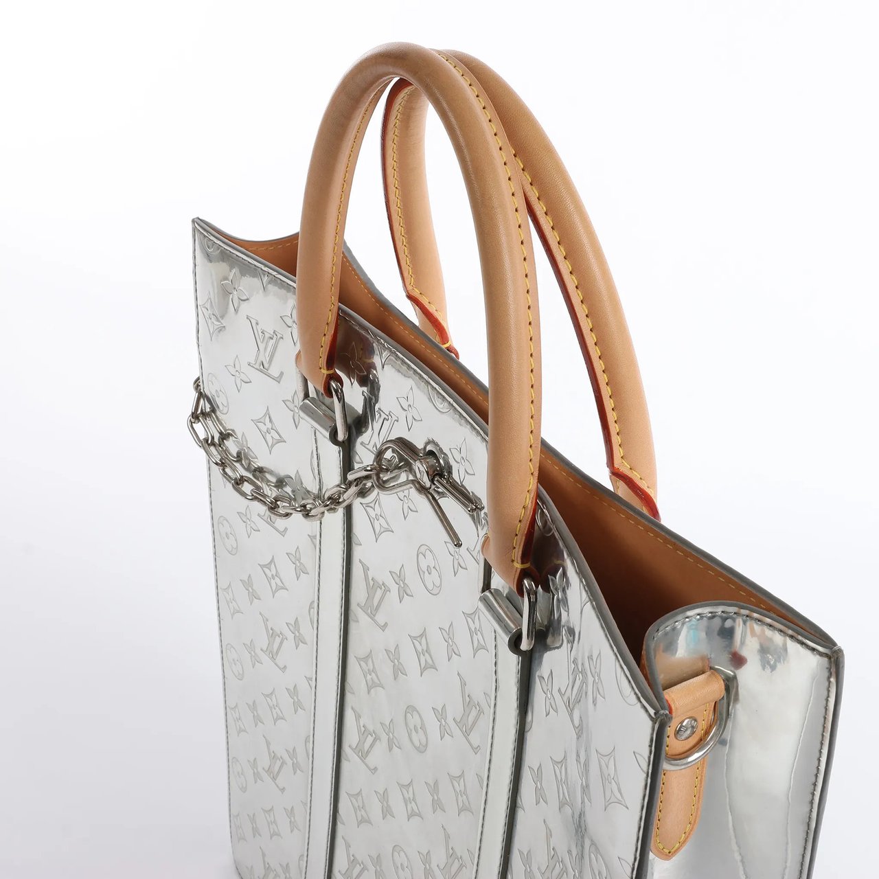 Louis Vuitton Sac Plat Limited Edition Monogram Mirror Handbag in Silver M45884 Zilver