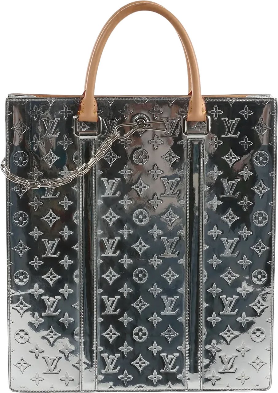 Louis Vuitton Sac Plat Limited Edition Monogram Mirror Handbag in Silver M45884 Zilver