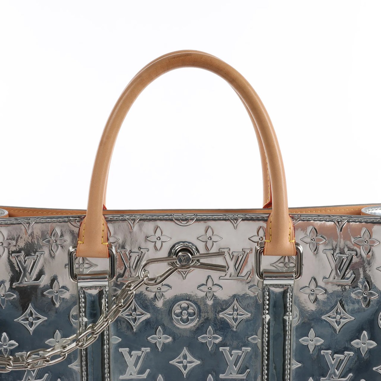 Louis Vuitton Sac Plat Limited Edition Monogram Mirror Handbag in Silver M45884 Zilver