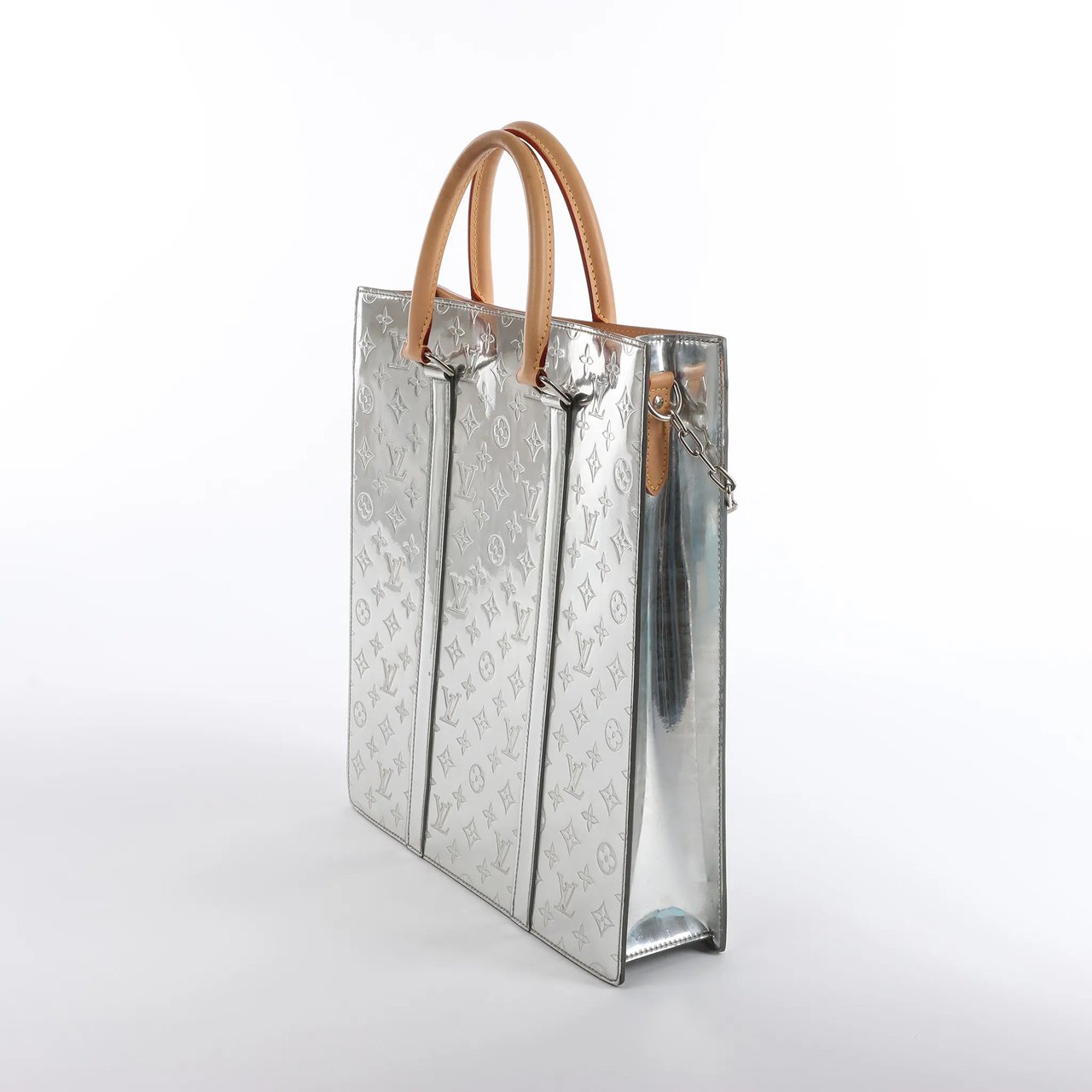 Louis Vuitton Sac Plat Limited Edition Monogram Mirror Handbag in Silver M45884 Zilver