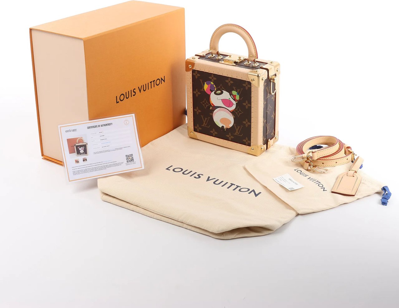 Louis Vuitton x Takashi Murakami Mini Square Trunk Handbag in Brown M13127 Bruin