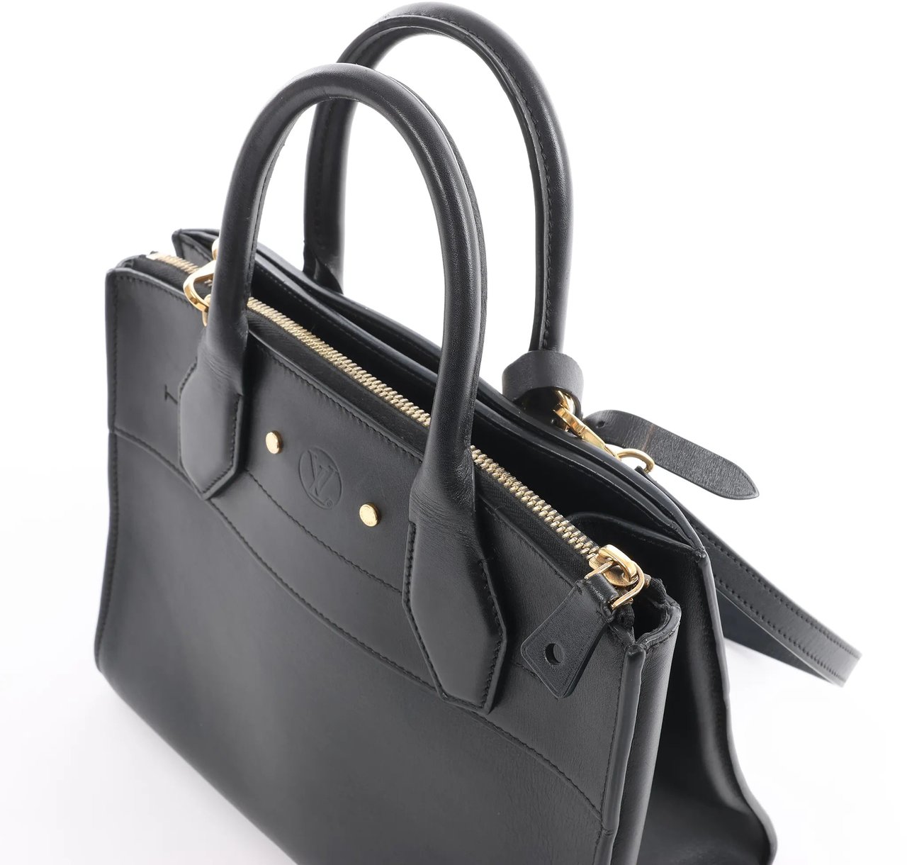 Louis Vuitton City Steamer PM Taurillon 2Way Handbag in Black M53028 Zwart
