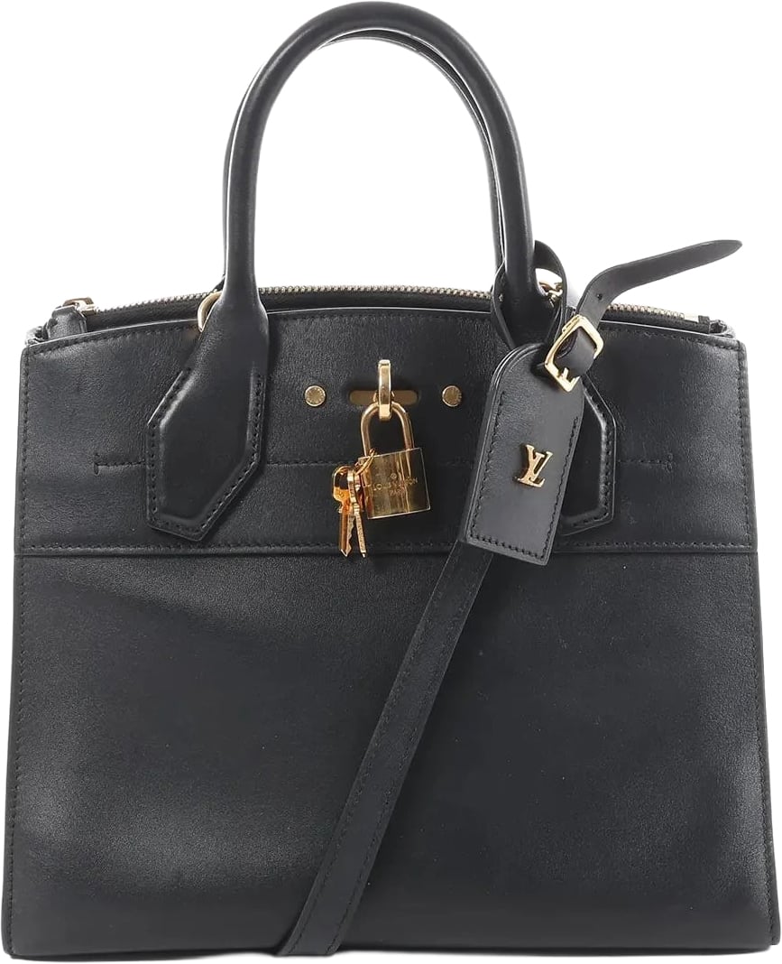 Louis Vuitton City Steamer PM Taurillon 2Way Handbag in Black M53028 Zwart