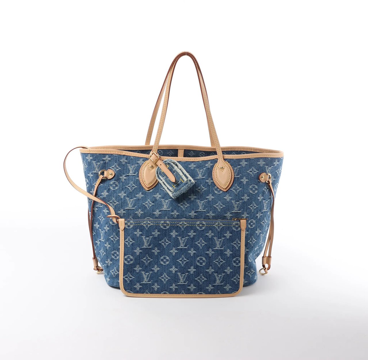Louis Vuitton Neverfull MM Monogram Denim Shoulder Bag in Blue M13192 Blauw