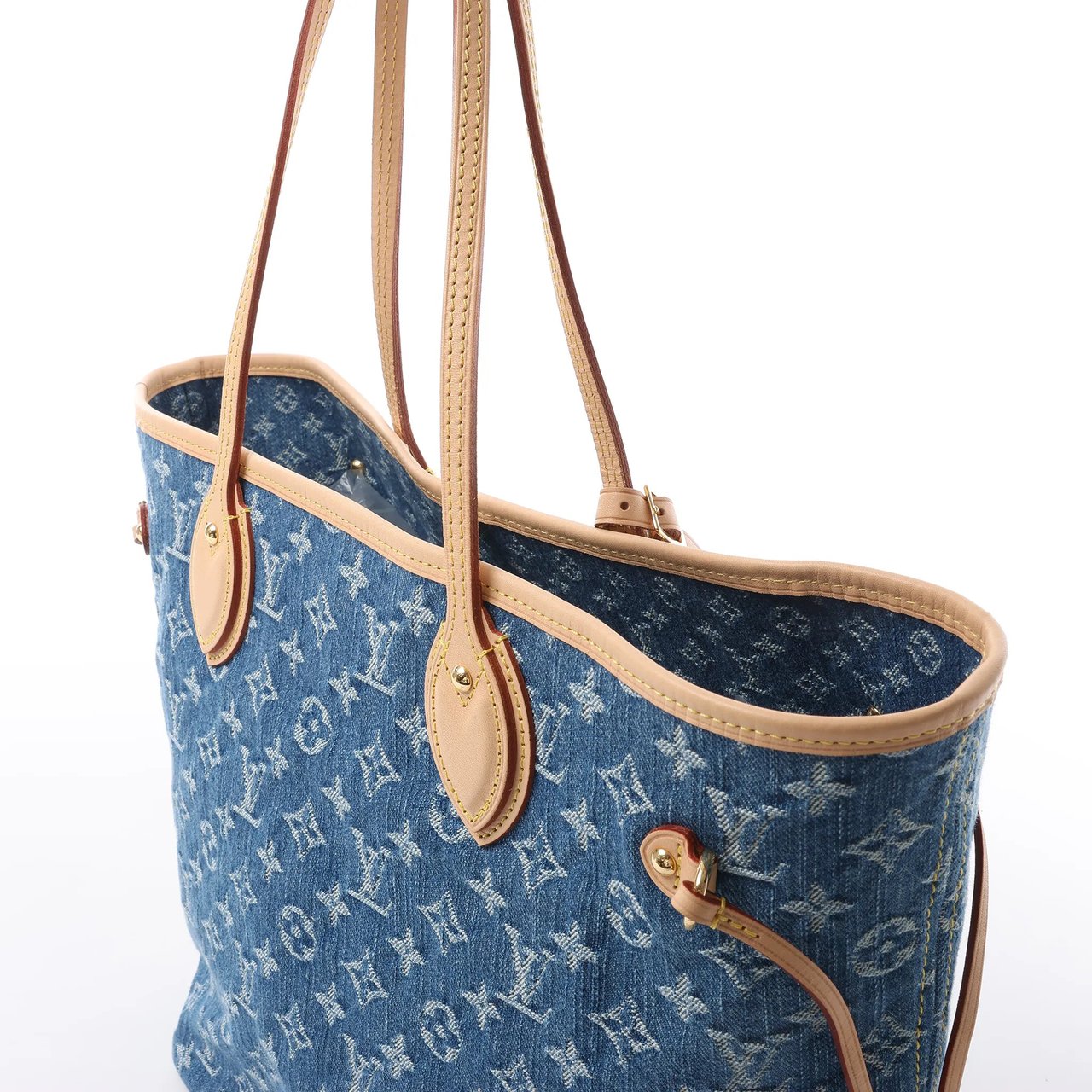 Louis Vuitton Neverfull MM Monogram Denim Shoulder Bag in Blue M13192 Blauw