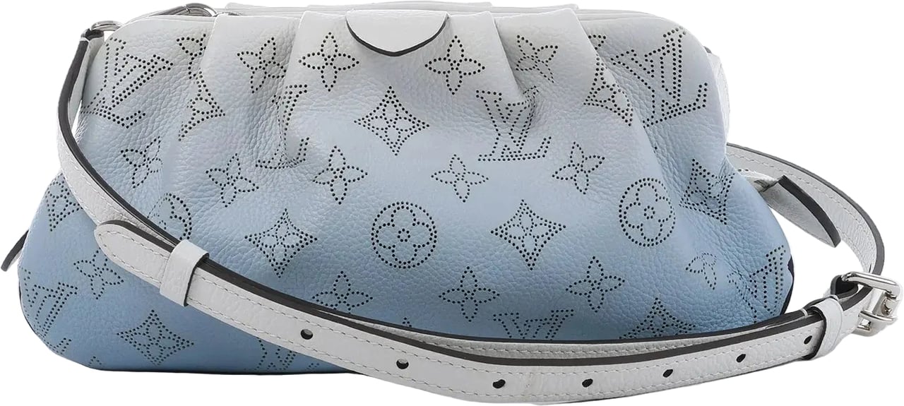 Louis Vuitton Scala Mini Mahina Leather Crossbody Bag in White x Blue M80497 Blauw