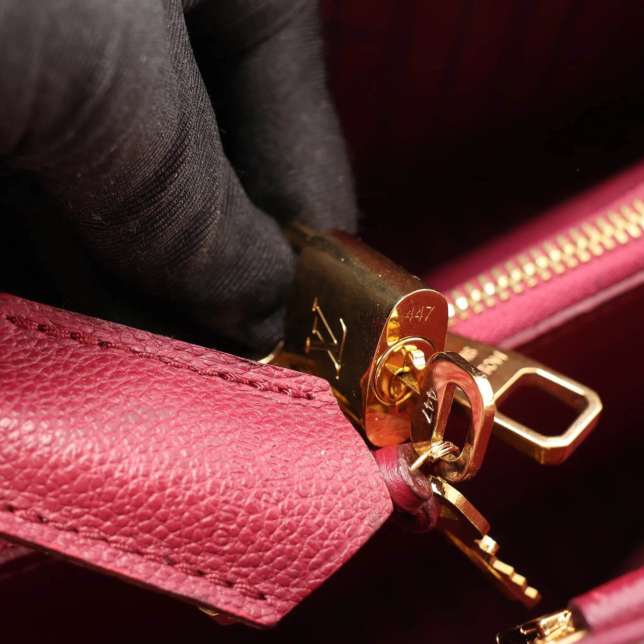 Louis Vuitton Montaigne MM Monogram Empreinte 2Way Handbag in Burgundy M43258 Maroon
