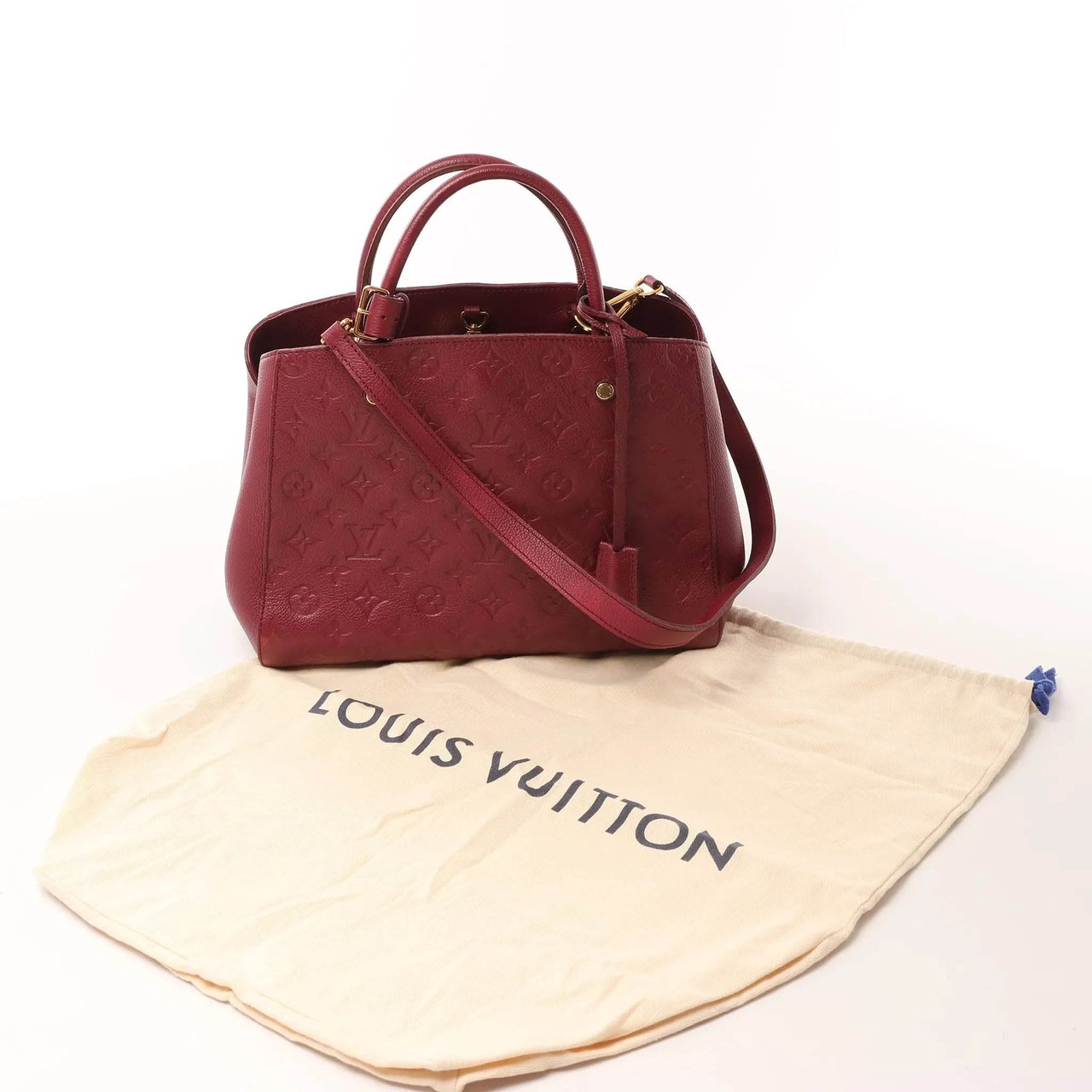 Louis Vuitton Montaigne MM Monogram Empreinte 2Way Handbag in Burgundy M43258 Maroon
