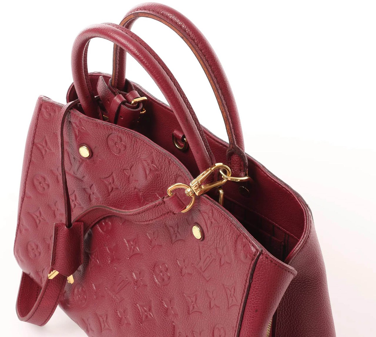 Louis Vuitton Montaigne MM Monogram Empreinte 2Way Handbag in Burgundy M43258 Maroon