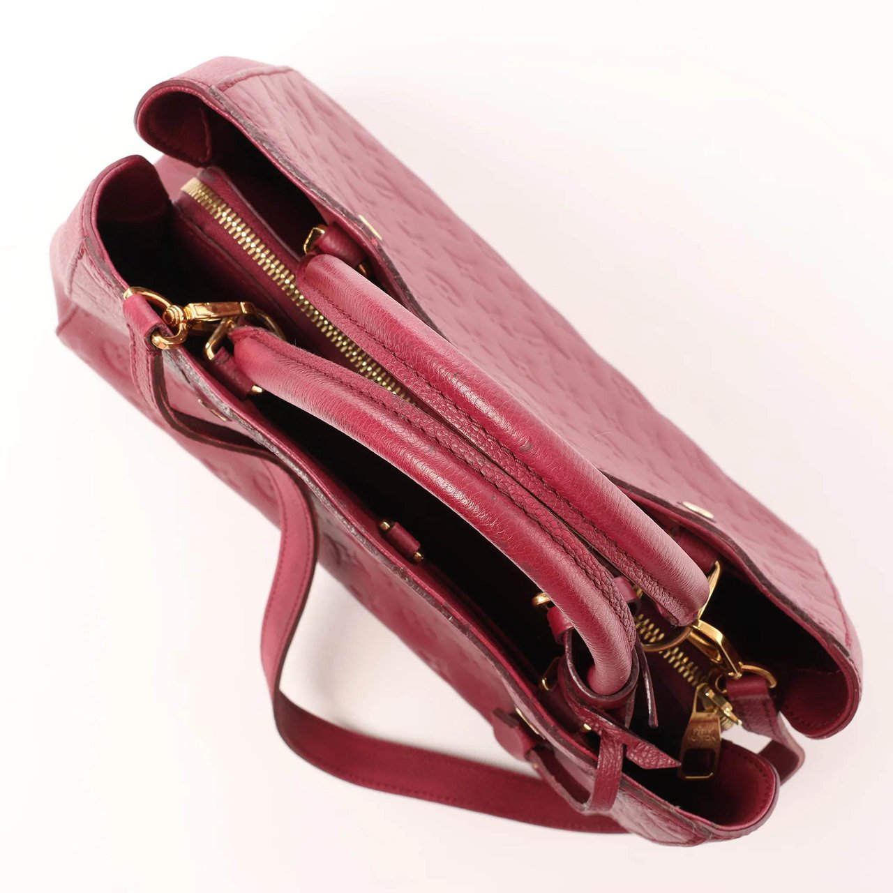 Louis Vuitton Montaigne MM Monogram Empreinte 2Way Handbag in Burgundy M43258 Maroon
