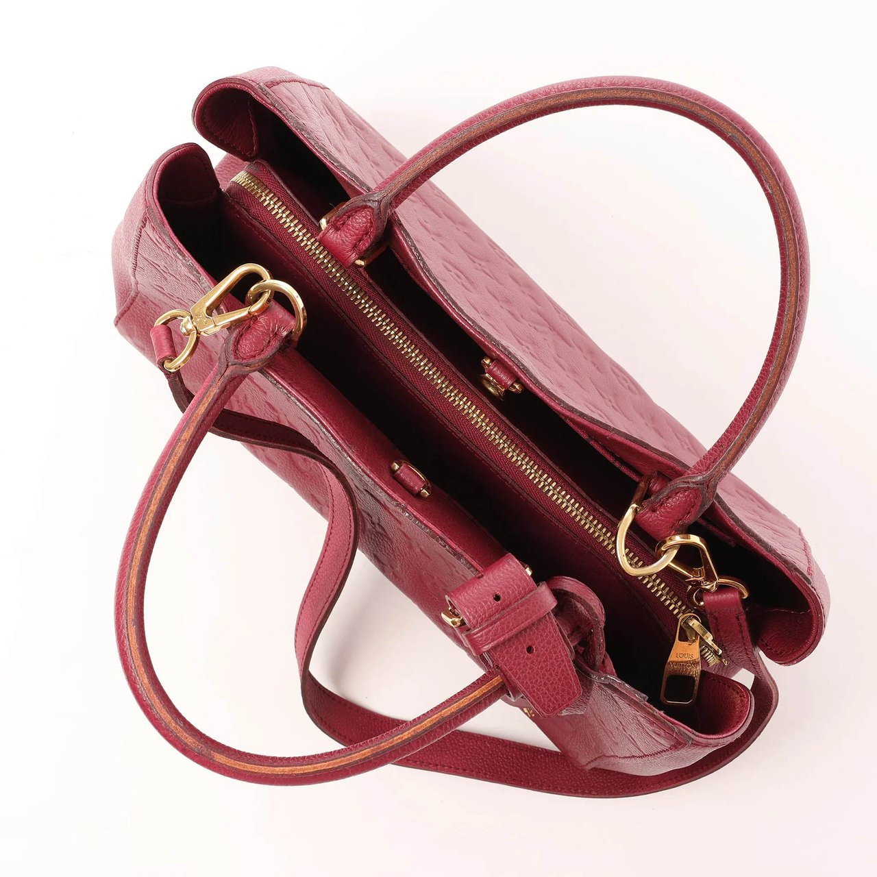 Louis Vuitton Montaigne MM Monogram Empreinte 2Way Handbag in Burgundy M43258 Maroon
