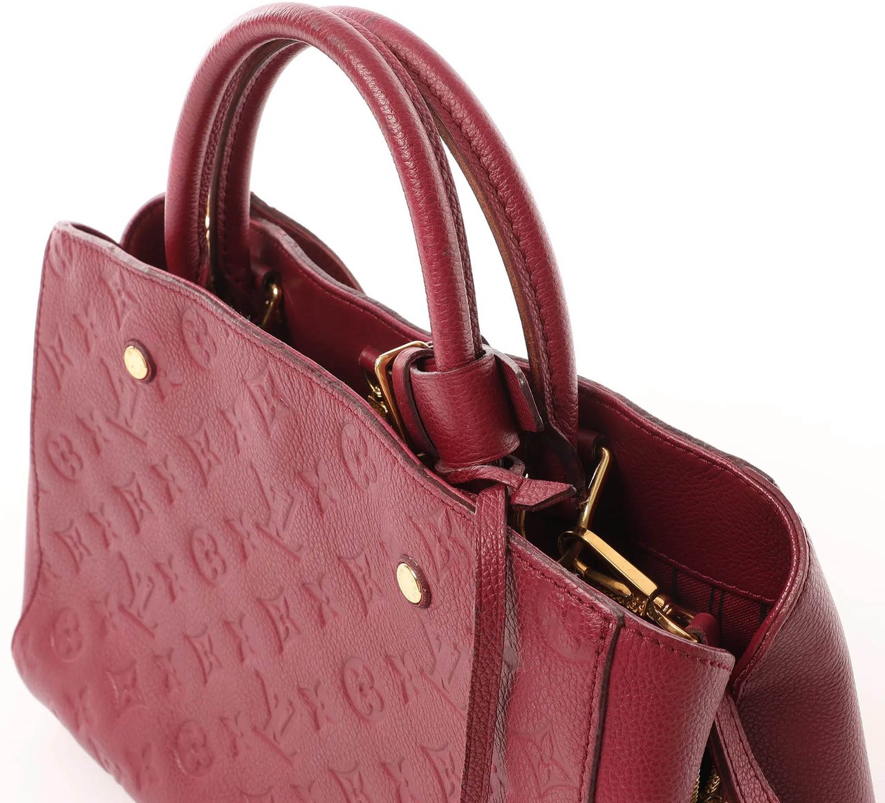 Louis Vuitton Montaigne MM Monogram Empreinte 2Way Handbag in Burgundy M43258 Maroon